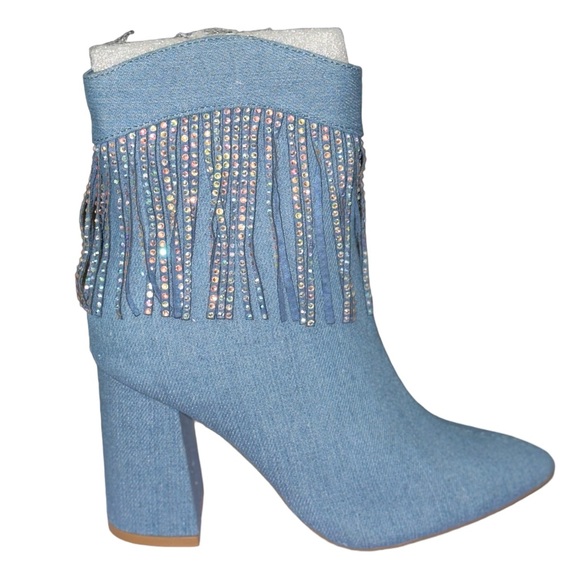 *NIB* TOP GUY SHOES Alias Fringe
Denim Bootie - Size 6.5 - Picture 6 of 9